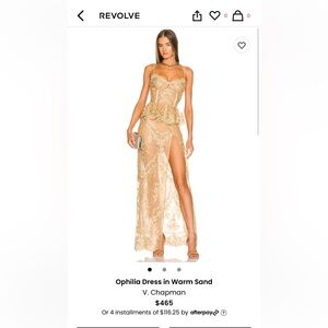 V. Chapman Studio Ophilia dress in a gold color: warm sand